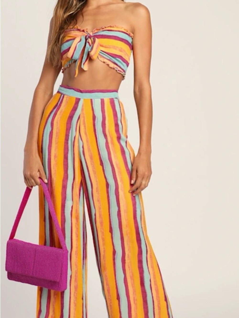 Lulus Striped Wide-Leg Beach Pants - Multi